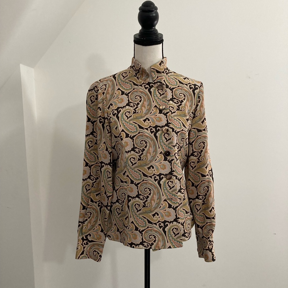NINA MCLEMORE 100% silk paisley jacket size 2